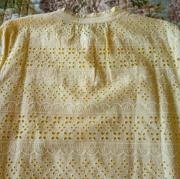 Talbots Yellow Eyelet Button-Front Tunic, Size L - Picture 8 of 16